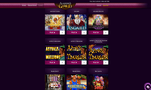 Casino games at Aladdin's Gold Casino