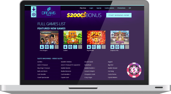 Dreams online casino Website with the latest casino games