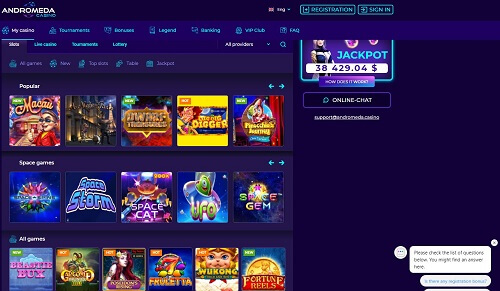 Andromeda Casino Games Lobby